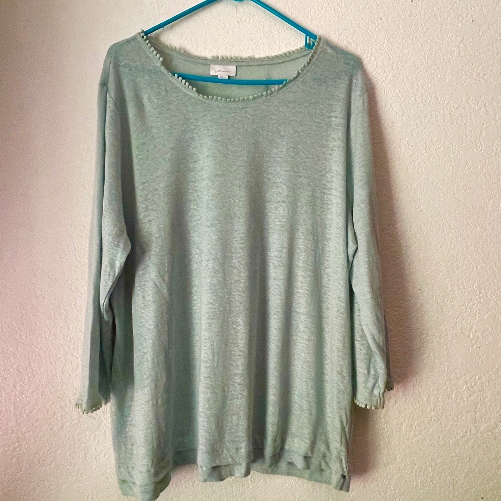 J.Jill  Mint Green Love Linen Top SZ 2X